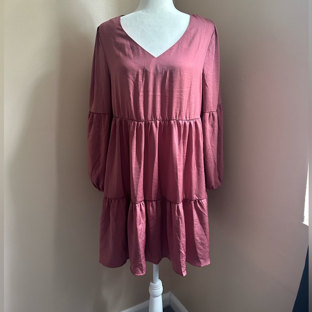 Rose pink Cynthia Rowley above knee dress with long sleevess